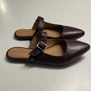 Joie Pointed Toe Mule Flats in Burgundy
